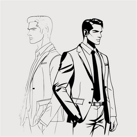 Premium Vector A Man In A Suit And Tie Is Standing Next To A Man In A
