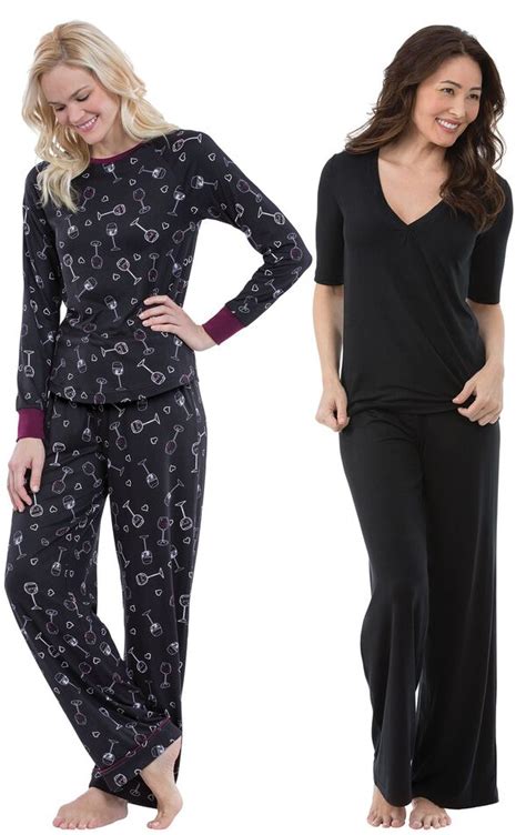 Black Naturally Nude Pjs And Wine Down Pjs In Bundle And Save Pajamas For
