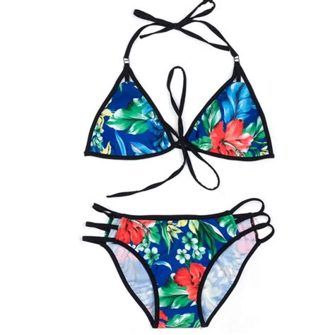 sexy bandage bikini 2017 women floral swimwear micro swimsuit halter biquini brazilian bikinis