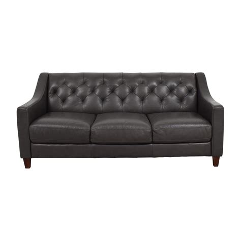 Buy leather sectional sofas at macys.com! 69% OFF - Macy's Macy's Tufted Gray Leather Sofa / Sofas