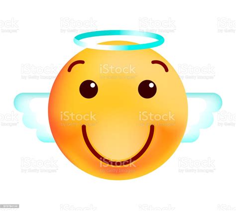 Cute Angel Emoticon On White Background Isolated Vector Illustration
