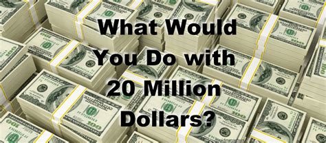 What Would You Do With 20 Million Dollars David M Masters