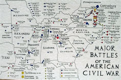Many Sizes Map Of Battles Of Civil War From 1861 To May 1864 Poster