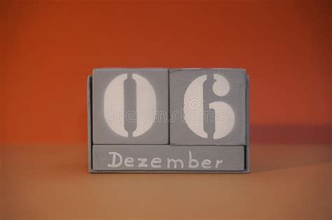 6 Dezember On Wooden Grey Cubes Calendar Cube Date 06 December