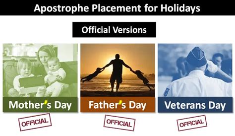 Apostrophes Mothersmothers Day Fathersfathers Day Or Veterans