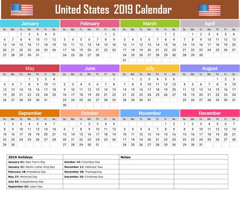 United States 2019 Calendar 2019calendar 2019holidayscalendar
