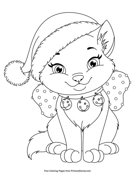 Hello kitty coloring pages to print coloring pages for adults. Christmas Kitten Coloring Page • FREE Printable eBook ...
