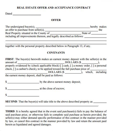 Free 10 Sample Offer To Purchase Real Estate Forms In Pdf Word
