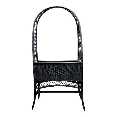 Black Lacquered Wicker Plant Stand Arched Trellis Fernery Box Chairish