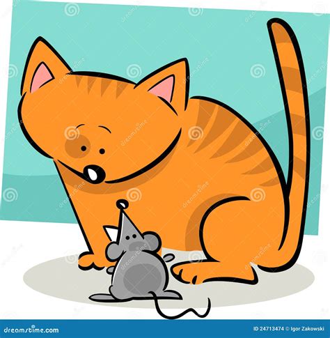 Cartoon Doodle Of Cat And Mouse Stock Vector Illustration Of Feline