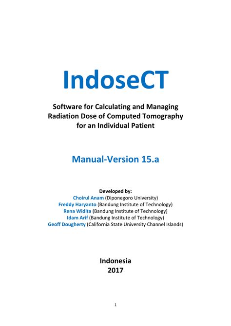 Pdf Indosect V A Software For Calculating And Managing Radiation