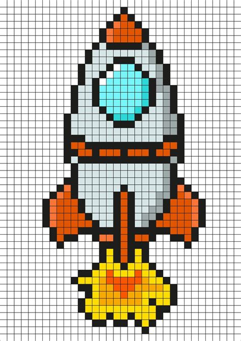 Pixel Art Rocket By Modeling Head Minecraft Pixel Art Pixel Art Grid