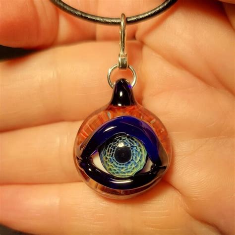 Realistic Blue Glass Eye Pendant Hand Blown Borosilicate Etsy