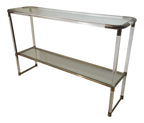 Vintage Lucite & Brass Console Table on Chairish.com | Console table, Brass console table, Table