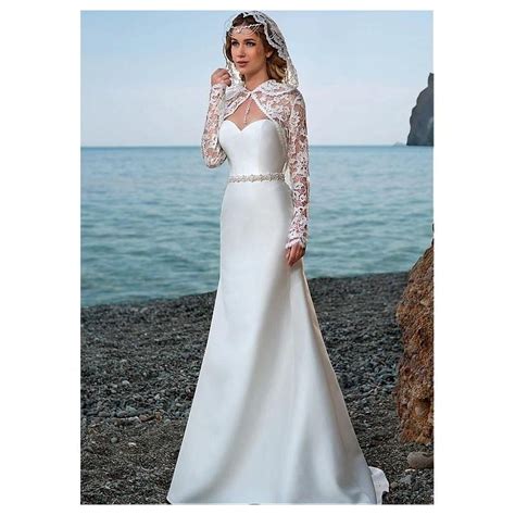 This lace wedding dress with high neckline from essense. Elegant Satin & Lace Sweetheart Neckline Mermaid Wedding ...