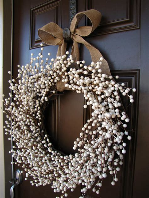 January Snowfall Winter White Berry Wreath Double Front Doors Etsy