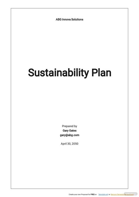 Sustainability Plan Template