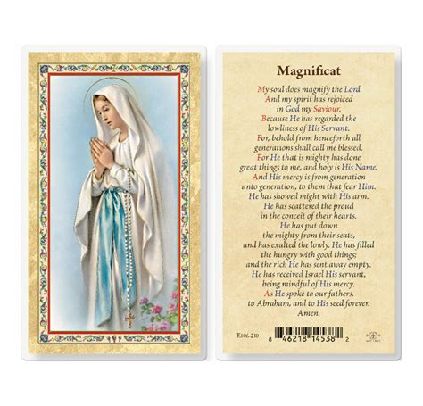 Magnificat Our Lady Of Lourdes Gold Stamped Laminated Holy Card 25