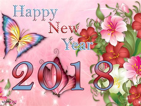 Poetry And Worldwide Wishes Happy New Year Image 2018 With Butterfly