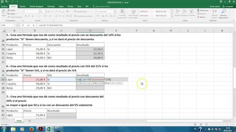 Il modo più efficace è usare una cartella personale. Explicacion Ejercicios Excel 2016 Condicional SI - YouTube