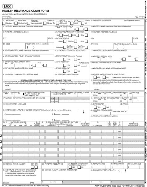 Instructions For Completing Health Insurance Claim Form 1500 United