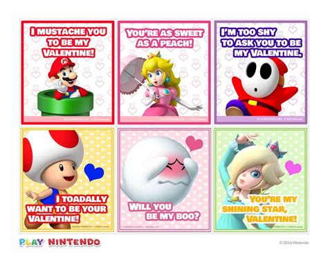 Printable Mario Valentines Cards