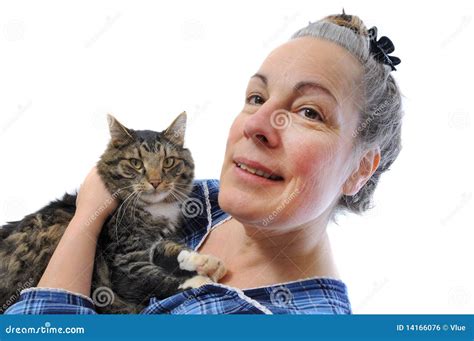 Woman Holding Cat Stock Photo Image Of Coon Background 14166076