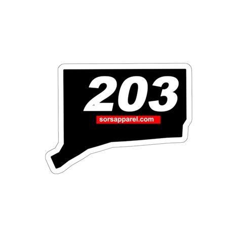 203 Area Code Sticker Waterproof Vinyl Sors Apparel Co Usa