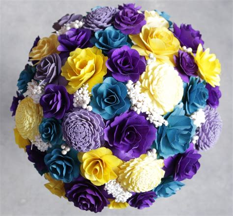 Turquoise Purple And Yellow Wedding Bouquets Corsages