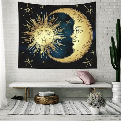 Psychedelic Tapestry Sacred Moon And Sun Tapestry Wall Hanging Antique