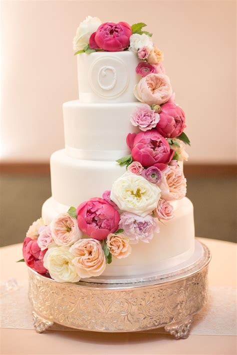 Cascading Ranunculus And Peony Wedding Cake Wedding Cake Peonies
