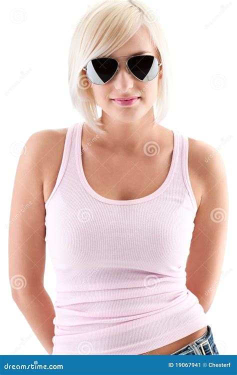 Blonde Woman Wearing Sunglasses Stock Image Image Of Hair Looking 19067941