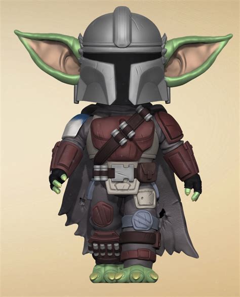 Star Wars Mandalorian Baby Yoda In Mando Armor Statue Diy Kit Etsy