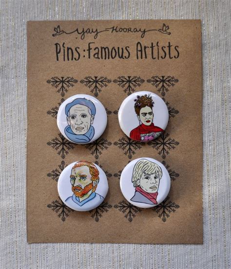 Famous Artists Pin Button Badges Magnets Hand Drawn Etsy Pin Button