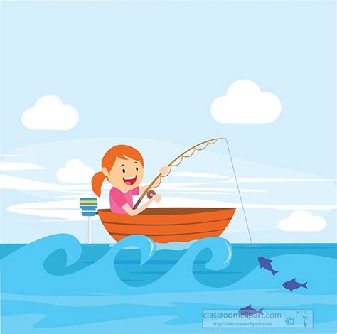Fishing Clipart Girl Fishing In The Ocean Clipart Classroom Clipart