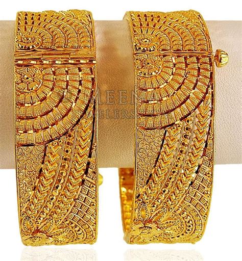 22k Gold Wide Kada Pair Gold Bangles For Women Gold Bangles Design