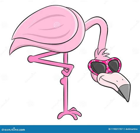 Cartoon Flamingo With Sunglasses Stock Vector Illustration Of Bird