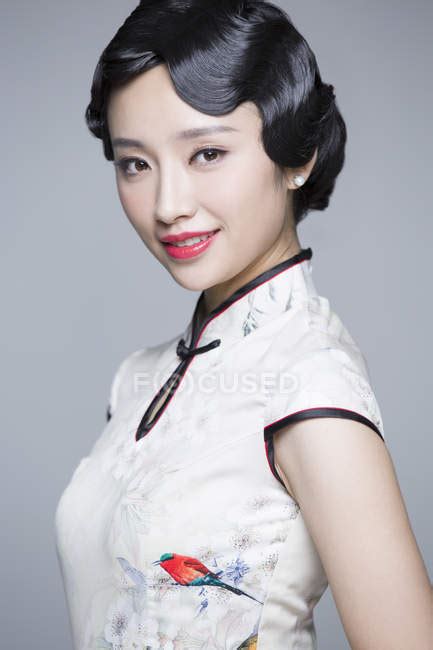 Portrait Of Chinese Woman In Traditional Cheongsam Dress — Qipao