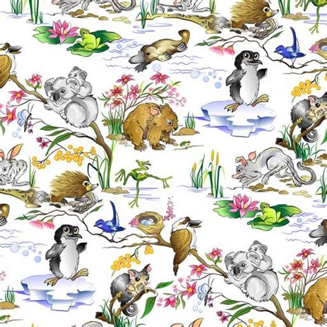 Aussie Nursery Australian Animals Fabric Quilting Clothing Home