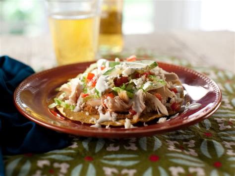 Chicken, refried beans, monterey jack, tomatoes, guacamole, sour cream, cilantro (20 min. Chicken Tostadas Recipe | Marcela Valladolid | Food Network