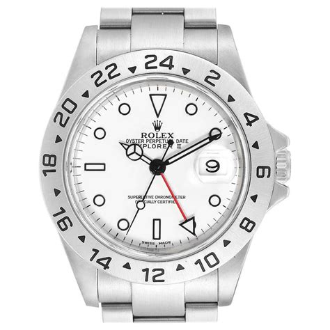 Rolex Explorer Ii White Dial Red Hand Steel Mens Watch 16570 For Sale