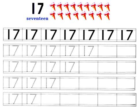 Worksheet on Number 17 | Preschool Number Worksheets | Number 17