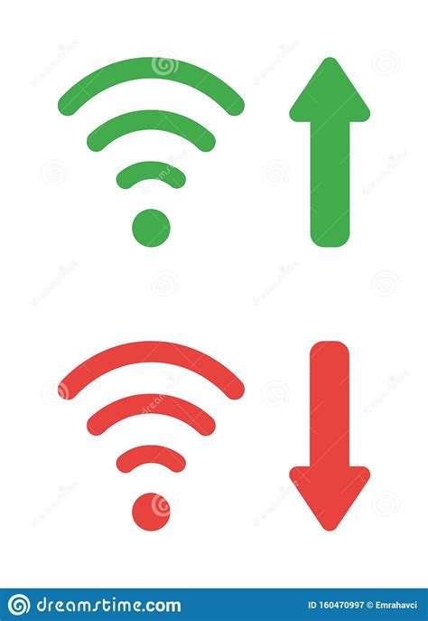 Vector Icon Set Of Wireless Wifi Symbols With Arrow Moving Up And Down