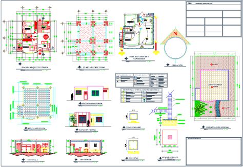 Small House Architecture Plan And Detail In Autocad Dwg
