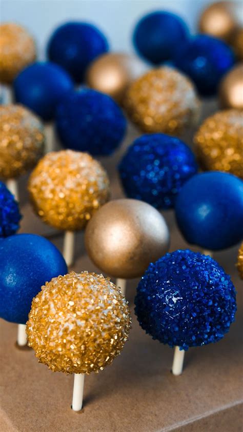 Royal Blue And Gold Cake Pops Etsy Royal Blue Cake Blue Cake Pops