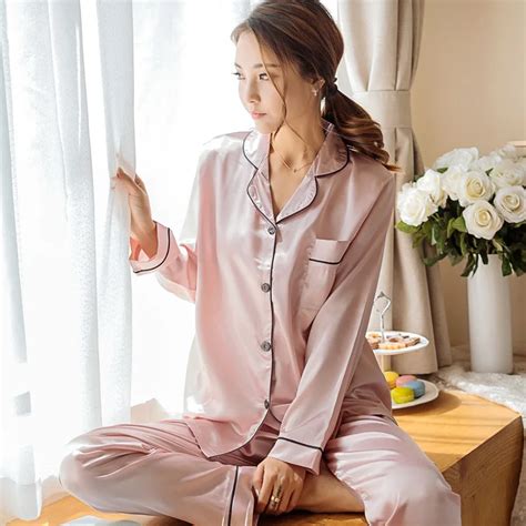 Buy High Grade Silk Pajamas Pyjama Femme Pink Pyjamas Women Sleepwear Satin