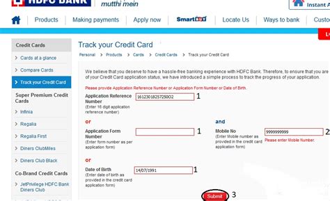 You can check the application status through your application id or pan card number and mobile number. HDFC Bank : Check Credit Card Application Status - www.statusin.in
