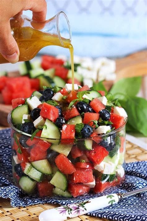 Watermelon Blueberry Feta Salad With Cucumbers Easy Food