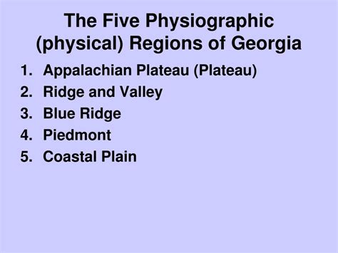 Ppt Georgias Five Physiographic Regions Powerpoint Presentation