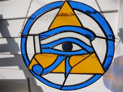 Eye Of Horus With A Aaa Genuine Lapis Lazuli Eye In Pyramid Stained Glass Art Stained Glass